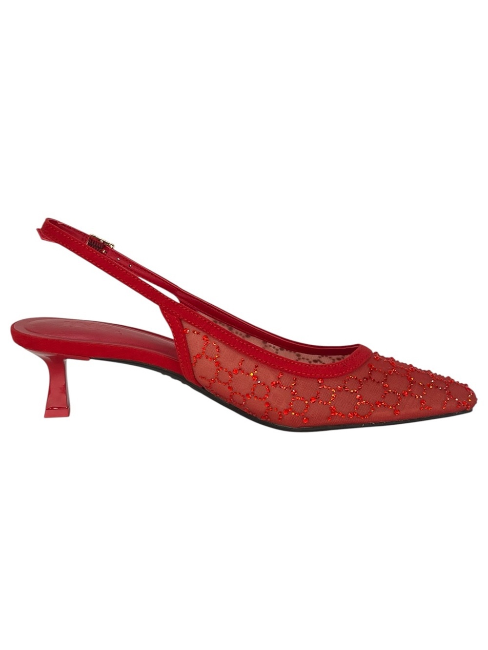 INC Gemini Red Rhinestone Slingback Low Top Womens Heels Size 7M - Picture 5 of 13